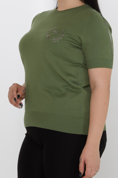 Triko Kazak Taş İşlemeli Haki - 31773 | KAZEE (3'lü Set XL-2XL-3XL) - 3