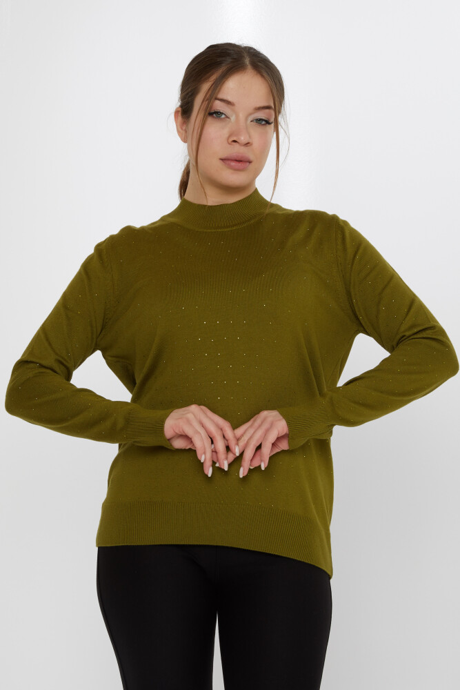 Triko Kazak Taş İşlemeli Koyu Yeşil - 31513 | KAZEE (3'lü Set L-XL-2XL) - 1