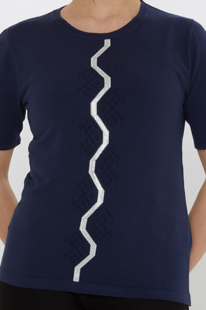 Triko Kazak Taş İşlemeli Lacivert - 31758 | KAZEE (3'lü Set M-L-XL) - 3