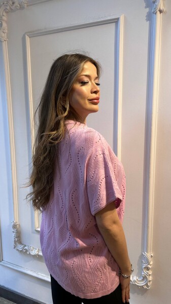 Triko Kazak Taş İşlemeli Pembe - 31920 | KAZEE (3'lü Set L-XL-2XL) - 4