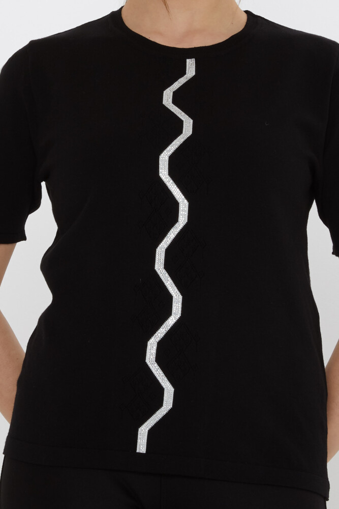 Triko Kazak Taş İşlemeli Siyah - 31758 | KAZEE (3'lü Set M-L-XL) - 3