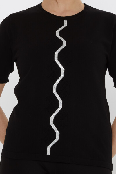 Triko Kazak Taş İşlemeli Siyah - 31758 | KAZEE (3'lü Set M-L-XL) - 3