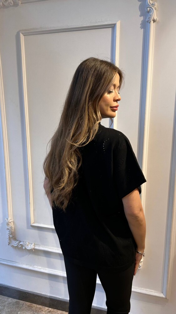 Triko Kazak Taş İşlemeli Siyah - 31920 | KAZEE (3'lü Set L-XL-2XL) - 3