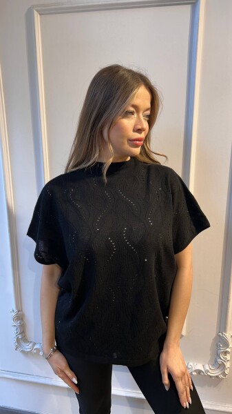 Triko Kazak Taş İşlemeli Siyah - 31920 | KAZEE (3'lü Set L-XL-2XL) - KAZEE (1)