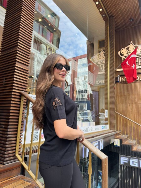 Triko Kazak Taş İşlemeli Siyah - 32209 | KAZEE (3'lü Set L-XL-2XL) - 3