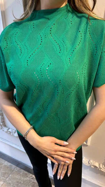 Triko Kazak Taş İşlemeli Yeşil - 31920 | KAZEE (3'lü Set L-XL-2XL) - 3