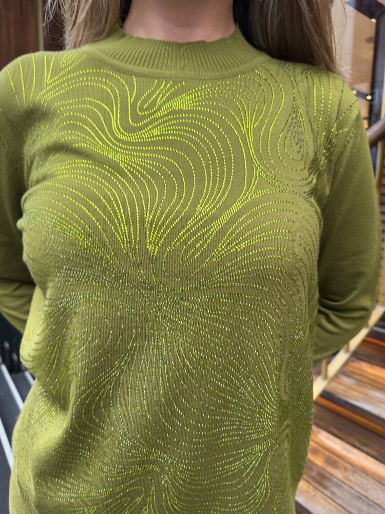 Triko Kazak Taş İşlemeli Yeşil - 32065 | KAZEE (3'lü Set L-XL-2XL) - 4