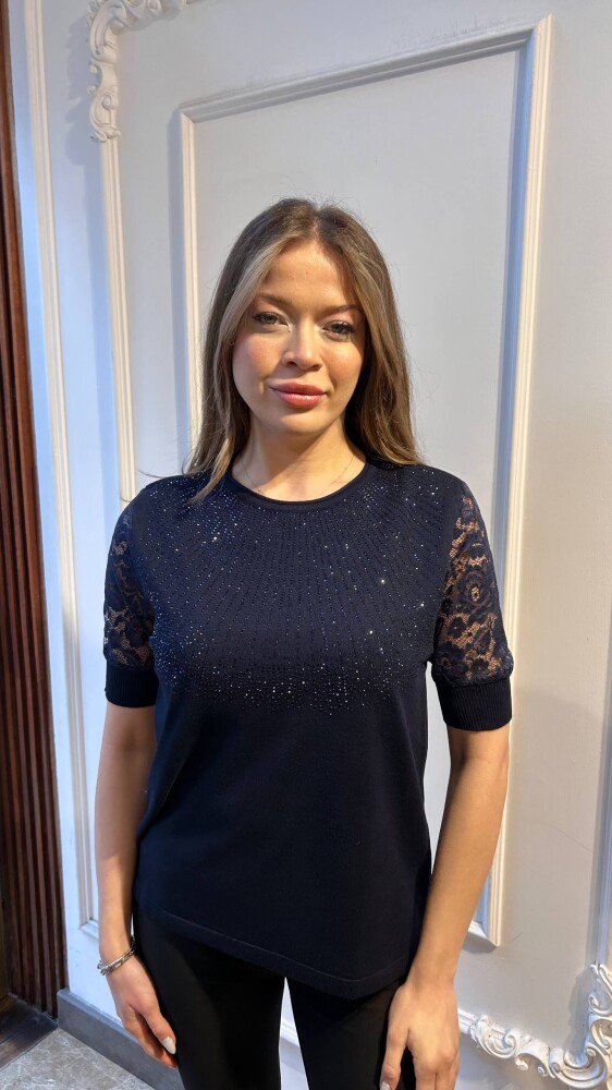 Triko Kazak Tül Detaylı Lacivert - 31412 | KAZEE (4'lü Set M-L-XL-2XL) - 1