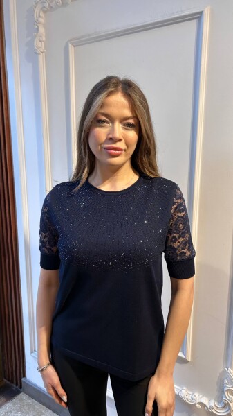 Triko Kazak Tül Detaylı Lacivert - 31412 | KAZEE (4'lü Set M-L-XL-2XL) - 1