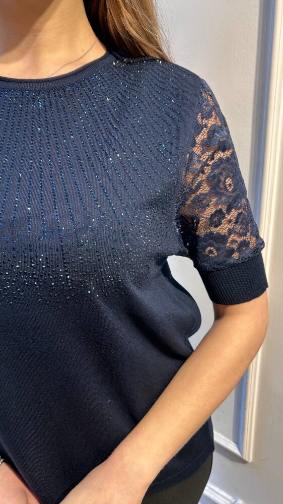 Triko Kazak Tül Detaylı Lacivert - 31412 | KAZEE (4'lü Set M-L-XL-2XL) - 2