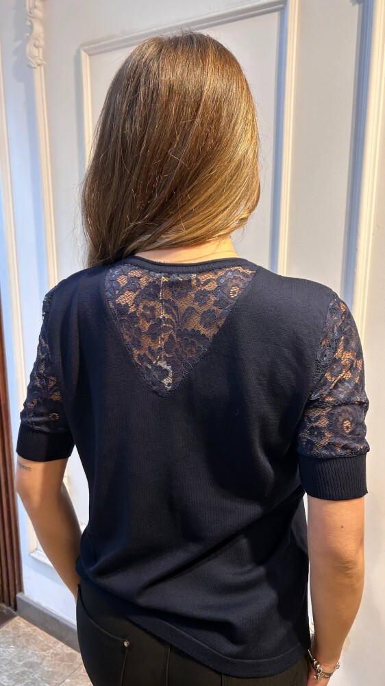 Triko Kazak Tül Detaylı Lacivert - 31412 | KAZEE (4'lü Set M-L-XL-2XL) - 3