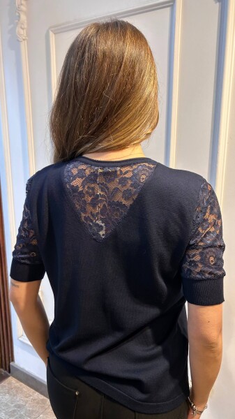 Triko Kazak Tül Detaylı Lacivert - 31412 | KAZEE (4'lü Set M-L-XL-2XL) - 3