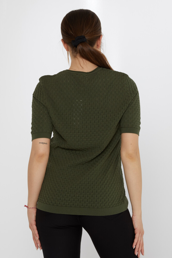 Triko Kazak Yaprak Broşlu Vert - 31811 | KAZEE (3'lü Set M-L-XL) - 6