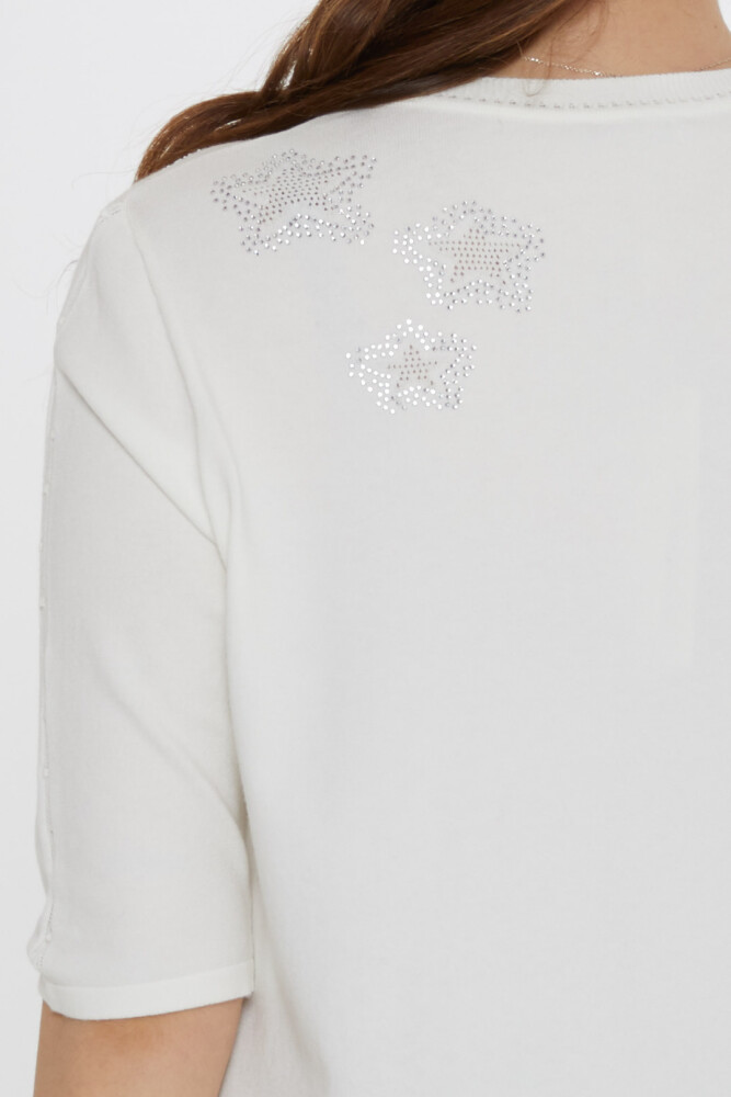 Triko Kazak Yıldız İşlemeli Ekru - 31779 | KAZEE (3'lü Set M-L-XL) - 5
