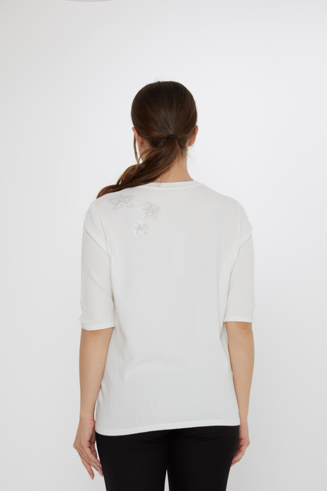 Triko Kazak Yıldız İşlemeli Ekru - 31779 | KAZEE (3'lü Set M-L-XL) - 6