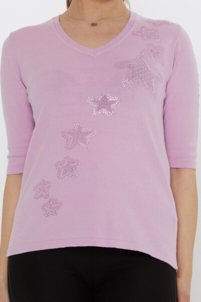 Triko Kazak Yıldız İşlemeli Lila - 31779 | KAZEE (3'lü Set M-L-XL) - 3