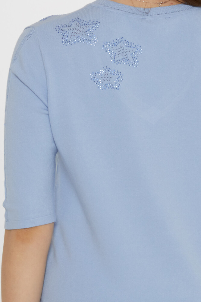Triko Kazak Yıldız İşlemeli Mavi - 31779 | KAZEE (3'lü Set M-L-XL) - 5