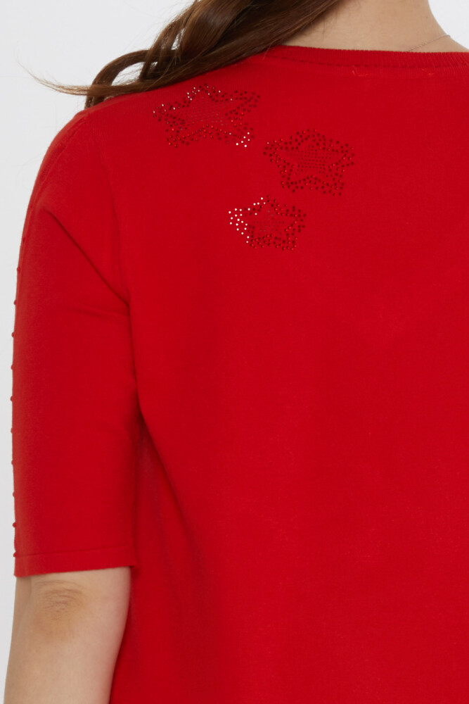 Triko Kazak Yıldız İşlemeli Nar Çiçeği - 31779 | KAZEE (3'lü Set M-L-XL) - 6