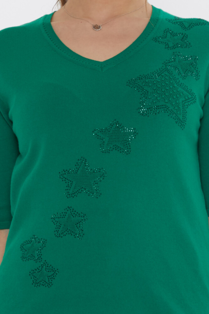 Triko Kazak Yıldız İşlemeli Yeşil - 31779 | KAZEE (3'lü Set M-L-XL) - 4