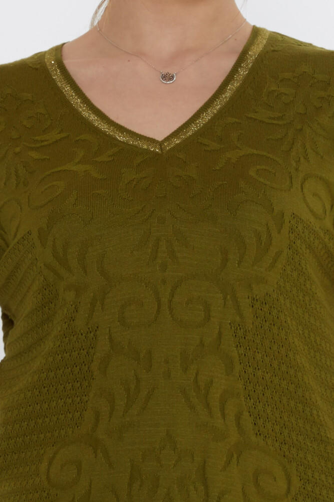 Triko Kazak Yırtmaç Detaylı Koyu Yeşil - 31249 | KAZEE (3'lü Set L-XL-2XL) - 4