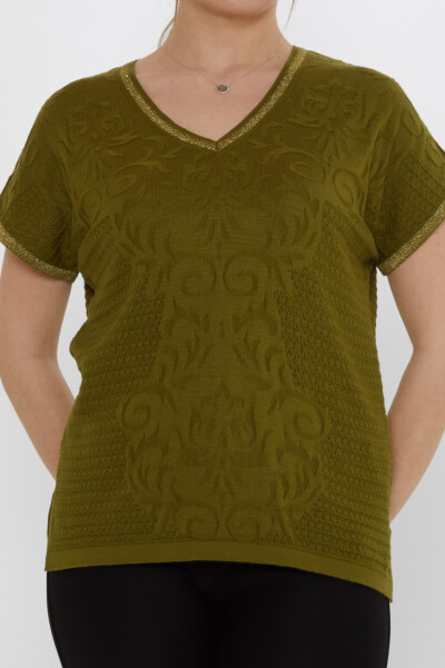 Triko Kazak Yırtmaç Detaylı Koyu Yeşil - 31249 | KAZEE (3'lü Set L-XL-2XL) - 3