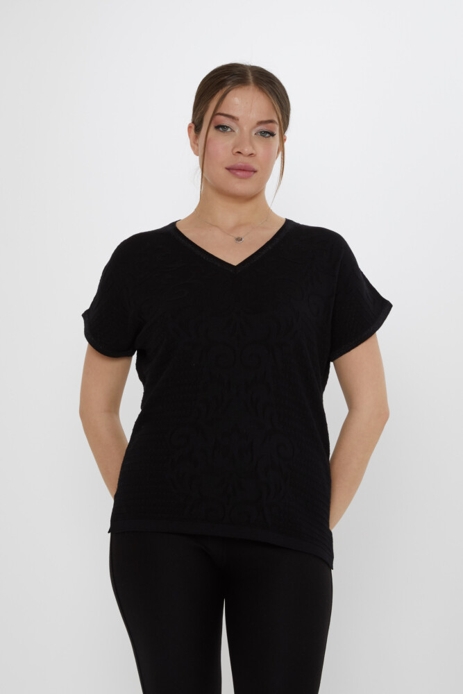 Triko Kazak Yırtmaç Detaylı Siyah - 31249 | KAZEE (3'lü Set L-XL-2XL) - 2