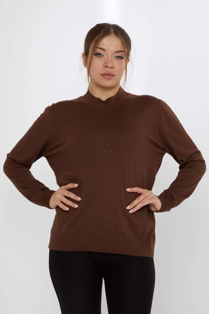 Трикотаж Свитер с каменной вышивкой Коричневый - 31513 | KAZEE (Набор из 3 шт. L-XL-2XL) - 1