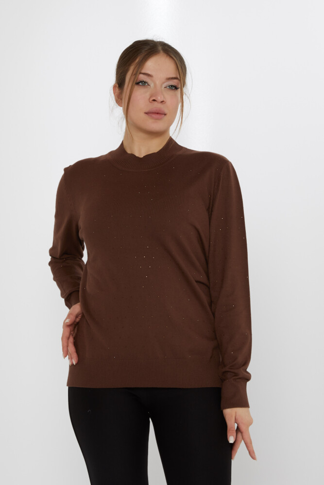 Трикотаж Свитер с каменной вышивкой Коричневый - 31513 | KAZEE (Набор из 3 шт. L-XL-2XL) - 2