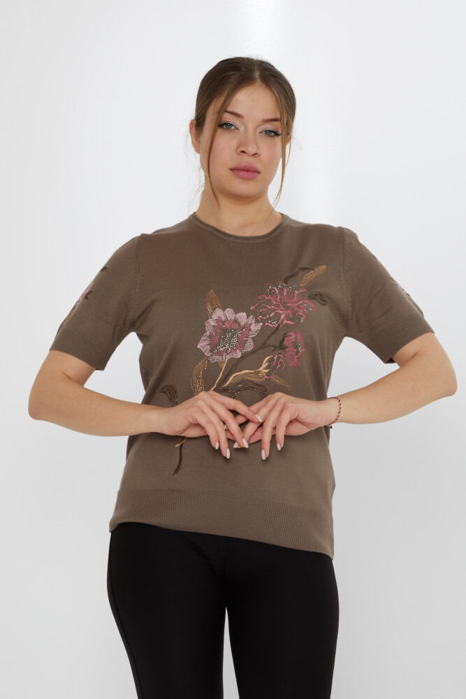 Трикотаж Свитер с цветочной вышивкой Норка - 31725 | KAZEE (Набор из 3 шт. L-XL-2XL) - 2