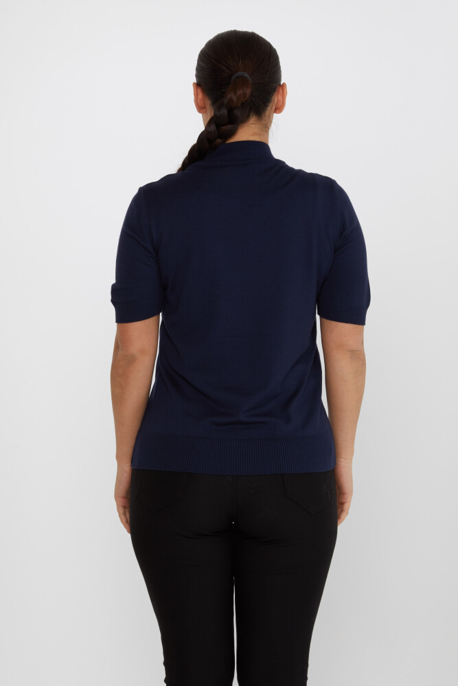 Трикотаж Свитер Тигровый камень с вышивкой Темно-синий - 30463 | KAZEE (набор из 4 шт. L-XL-2XL-3XL) - 5