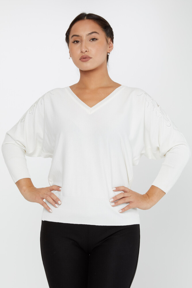 Трикотаж Свитер с вышивкой цвета экрю - 30924 | КАZEE (набор из 4 шт. M-L-XL-2XL) - 1