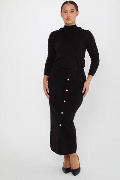 Трикотаж Юбка с вышивкой камнями черная - 31031 | KAZEE (набор из 4 шт. M-L-XL-2XL) - Kazee