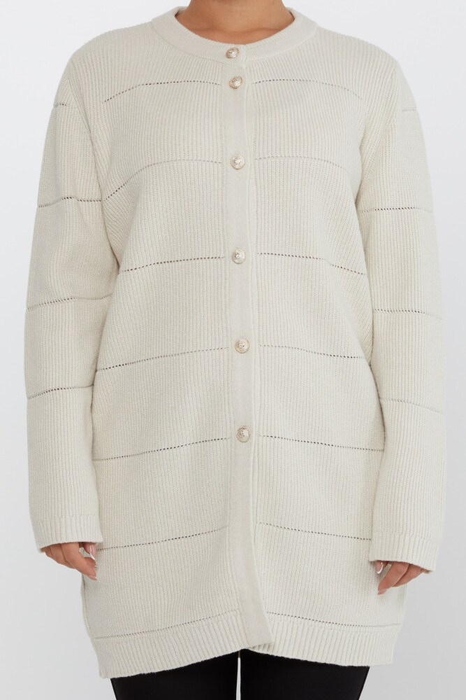 Трикотажный кардиган с пуговицами цвета экрю - 30643 | KAZEE (Набор из 3 шт. M-L-XL) - 3