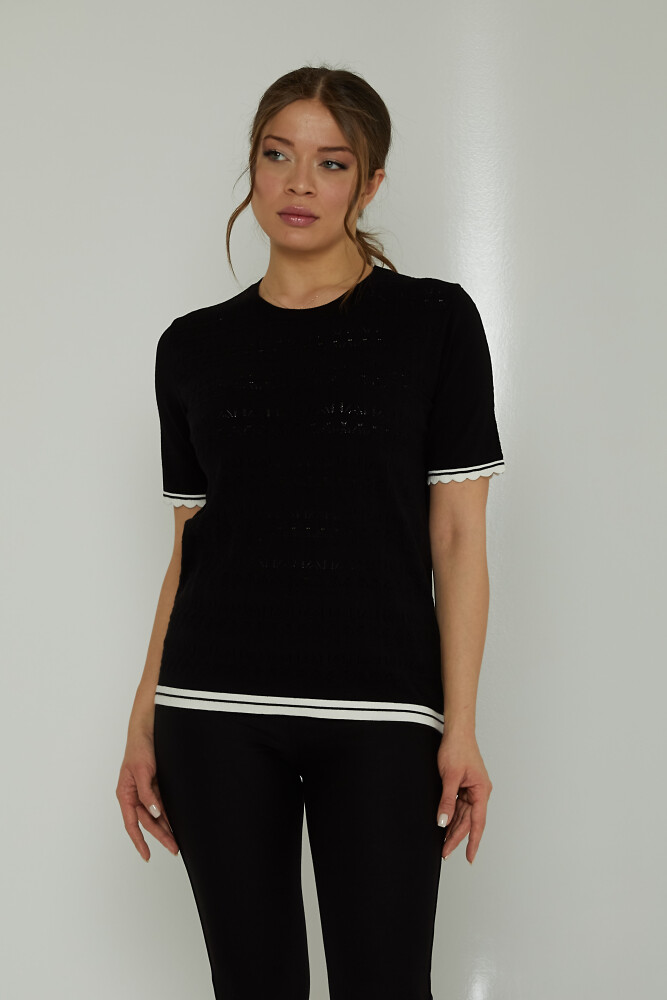 Трикотажный свитер ажурный черный - 31762 | KAZEE (Набор из 3 шт. M-L-XL) - 2