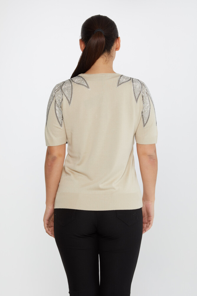 Трикотажный свитер на плечо с вышитым камнем - 30792 | KAZEE (Набор из 4 шт. M-L-XL-2XL) - 5