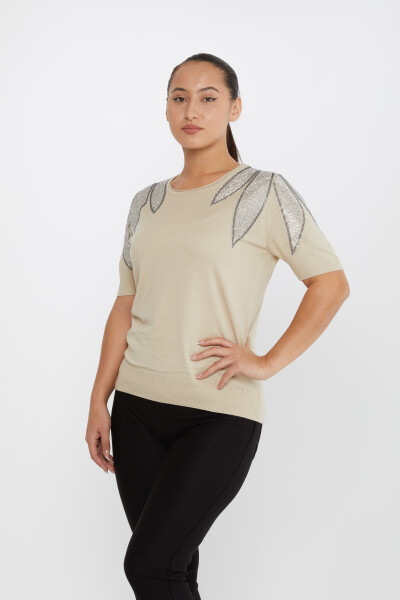 Трикотажный свитер на плечо с вышитым камнем - 30792 | KAZEE (Набор из 4 шт. M-L-XL-2XL) - 2