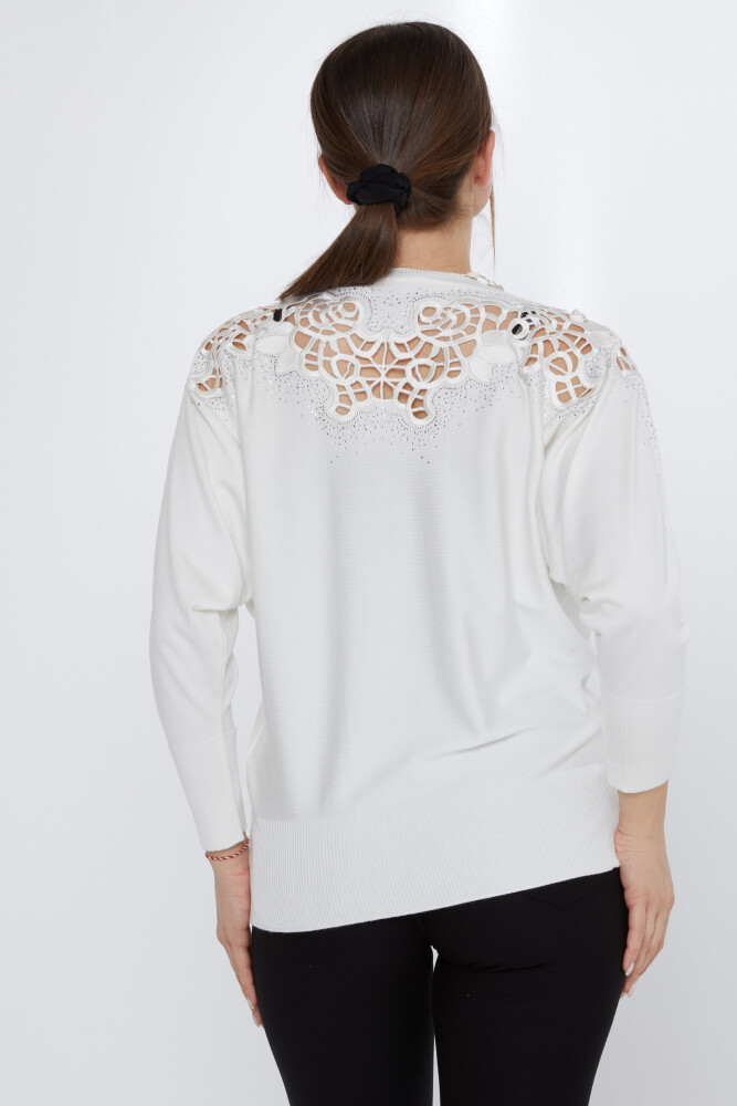 Трикотажный свитер с декольте цвета экрю - 31288 | KAZEE (Набор из 3 шт. M-L-XL) - 5