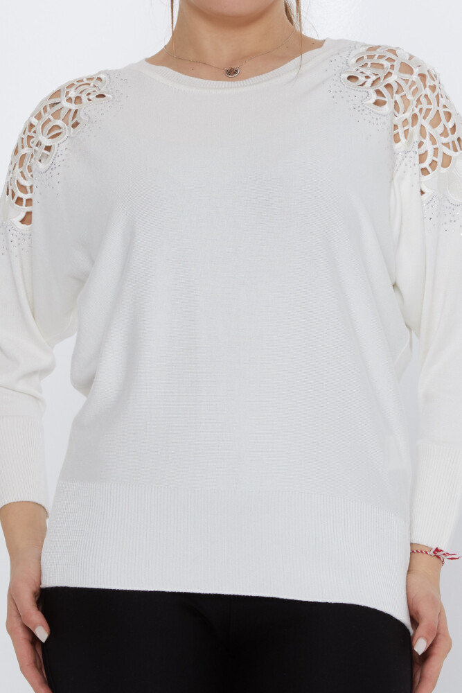 Трикотажный свитер с декольте цвета экрю - 31288 | KAZEE (Набор из 3 шт. M-L-XL) - 3