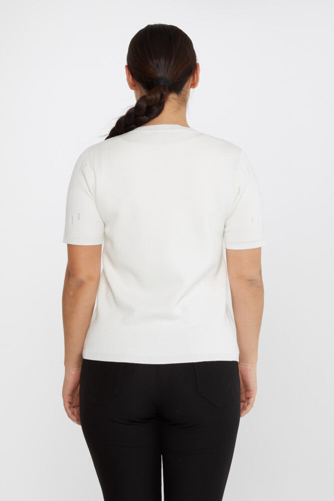 Трикотажный свитер с коротким рукавом цвета экрю - 31608 | KAZEE (Набор из 3 шт. M-L-XL) - 5