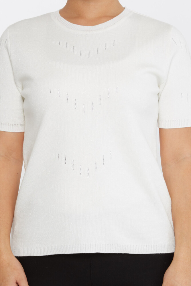 Трикотажный свитер с коротким рукавом цвета экрю - 31608 | KAZEE (Набор из 3 шт. M-L-XL) - 3