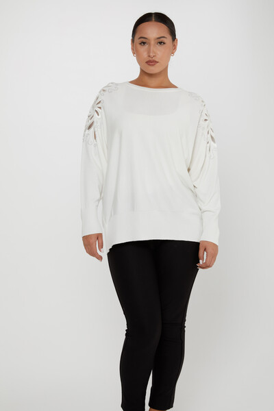 Трикотажный свитер с плечевой отделкой цвета экрю - 30931 | KAZEE (Набор из 4 шт. M-L-XL-2XL) 