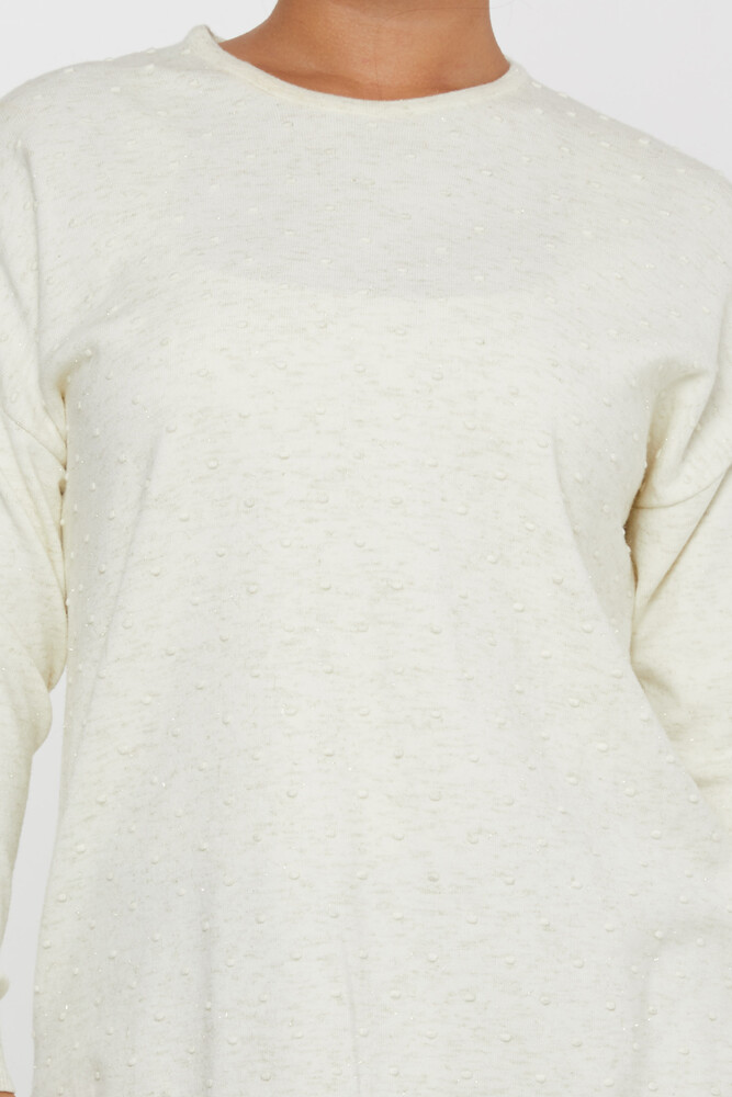 Трикотажный свитер с разрезом цвета экрю - 31072 | KAZEE (Набор из 4 шт. L-XL-2XL-3XL) - 3