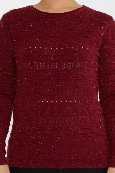 Трикотажный свитер с узором бордово-красный - 31627 | KAZEE (Набор из 3 шт. M-L-XL) - 3