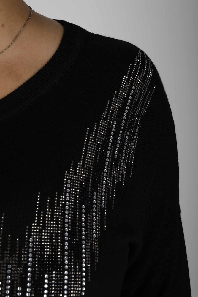 سترة تريكو بفتحة سوداء - 30220 | كازي (مجموعة من 4 L-XL-2XL-3XL) - 2