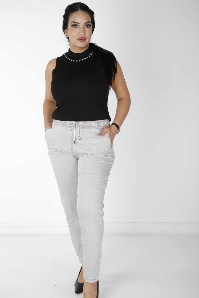 Trousers Stone Embroidered Light Gray - 3502 | KAZEE (Set of 4 42-44-46-48) - 1