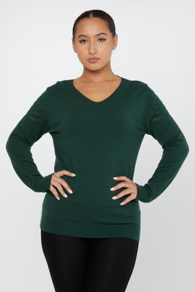 سترة تريكو بفتحة عنق على شكل حرف V من قماش التول Nefti- 2425-31007 | كازي (مجموعة من 2 م-2) - Kazee