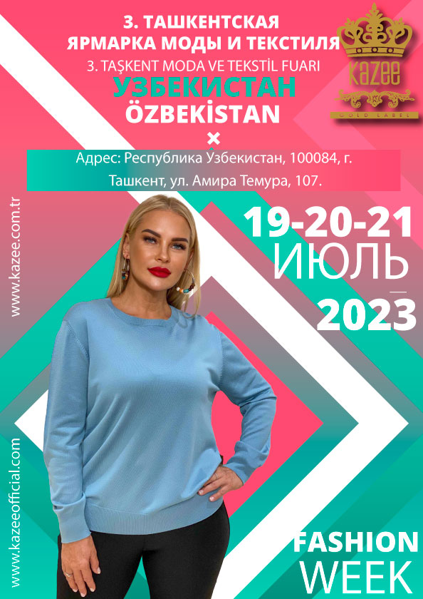 Marca de ropa de mujer turca Kazee en la feria de Tashkent en Uzbekistán