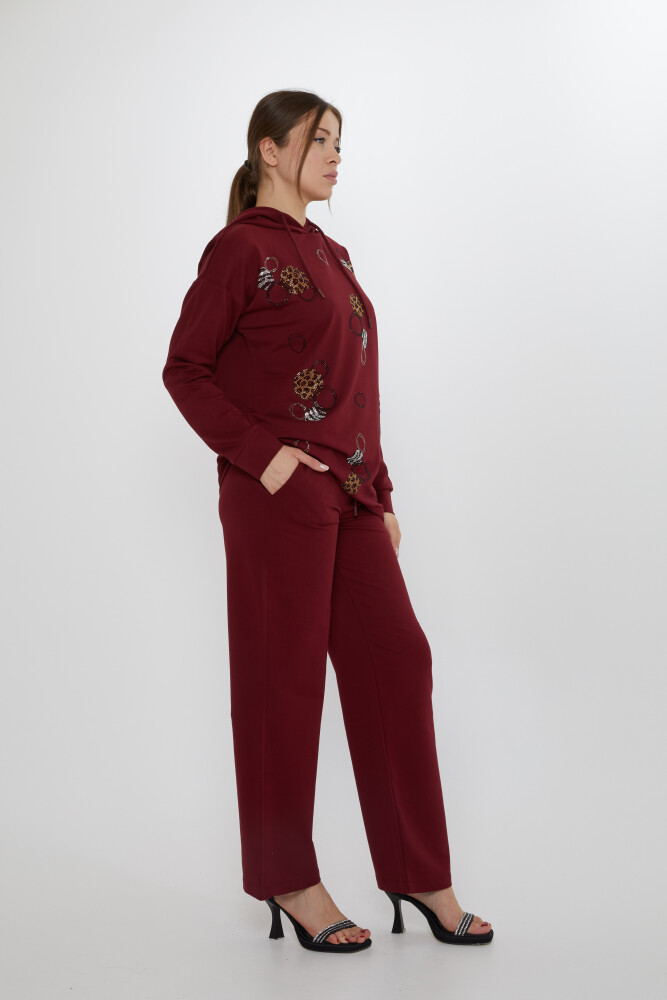 Tuta da ginnastica con motivo a pietra rosso bordeaux - 17898 | KAZEE (Set di 3 M-L-XL) - 5