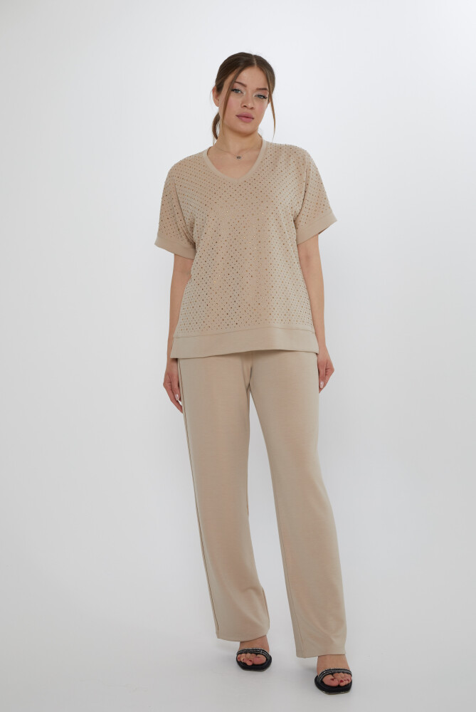 Tuta Set Stone Ricamato Beige - 17867 | KAZEE (Set di 3 L-XL-2XL) - 2