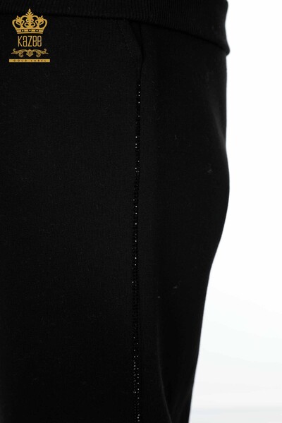 Set tuta da donna all'ingrosso con cappuccio visone nero - 17468 | KAZEE - Thumbnail